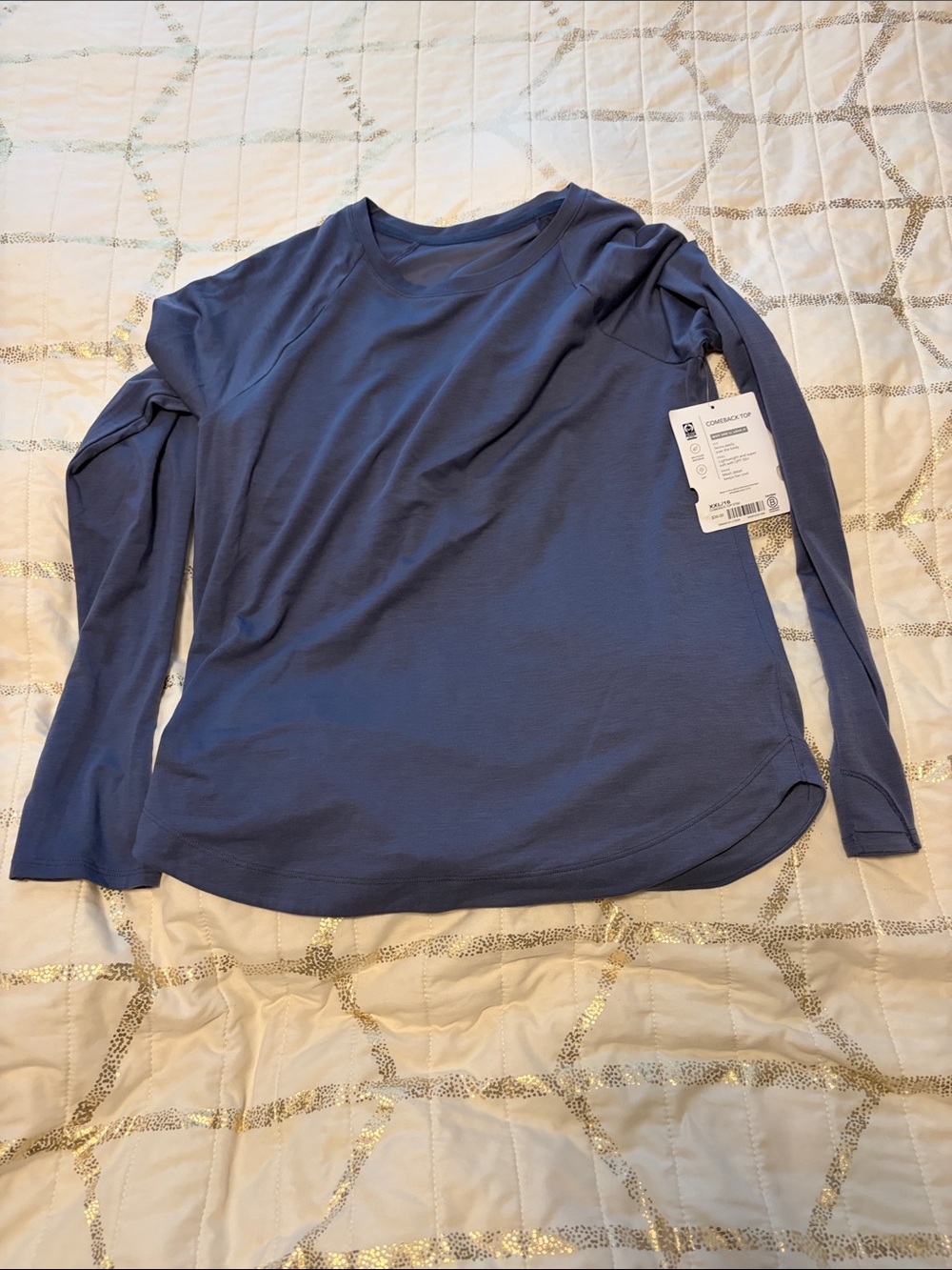 Athleta Long-Sleeve Comeback Shirt in Dusty Blue